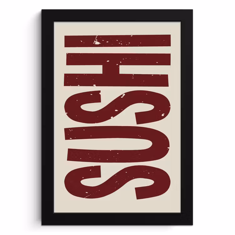 Poster met lijst - Sushi - Rood - Japandi - Decoratie — 1
