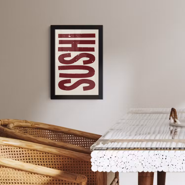Poster met lijst - Sushi - Rood - Japandi - Decoratie — 2