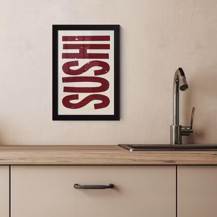 Poster met lijst - Sushi - Rood - Japandi - Decoratie — 3