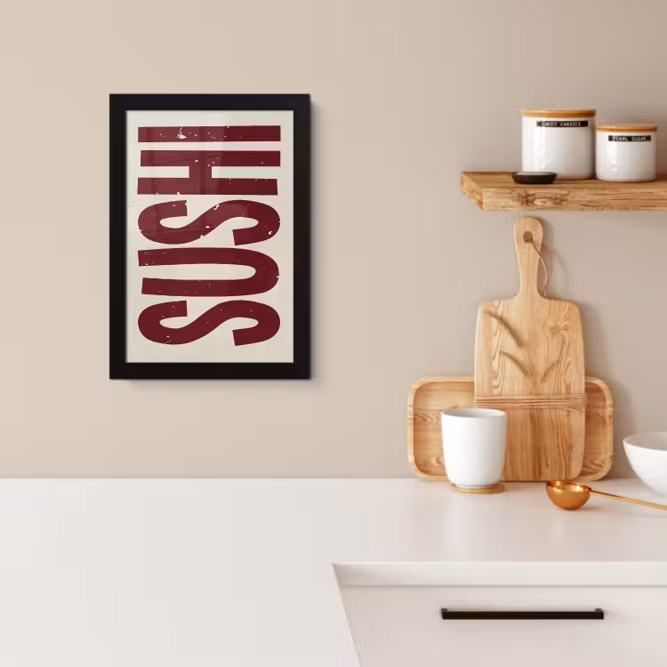 Poster met lijst - Sushi - Rood - Japandi - Decoratie — 4