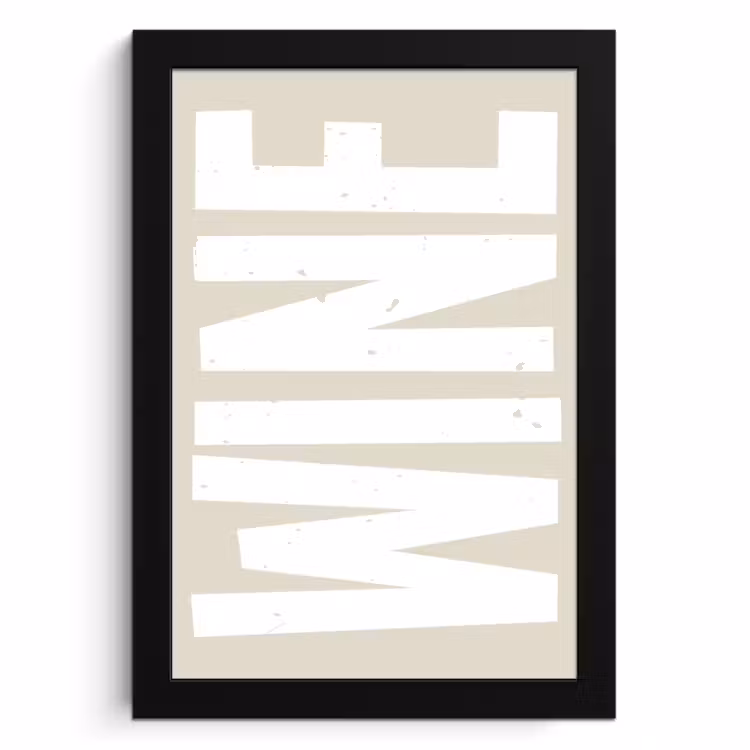 Poster met lijst - Wine - Japandi - Vintage - Wit — 1