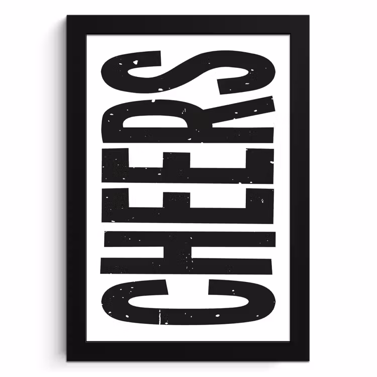 Poster met lijst - Retro - Cheers - Zwart - Decoratie — 1