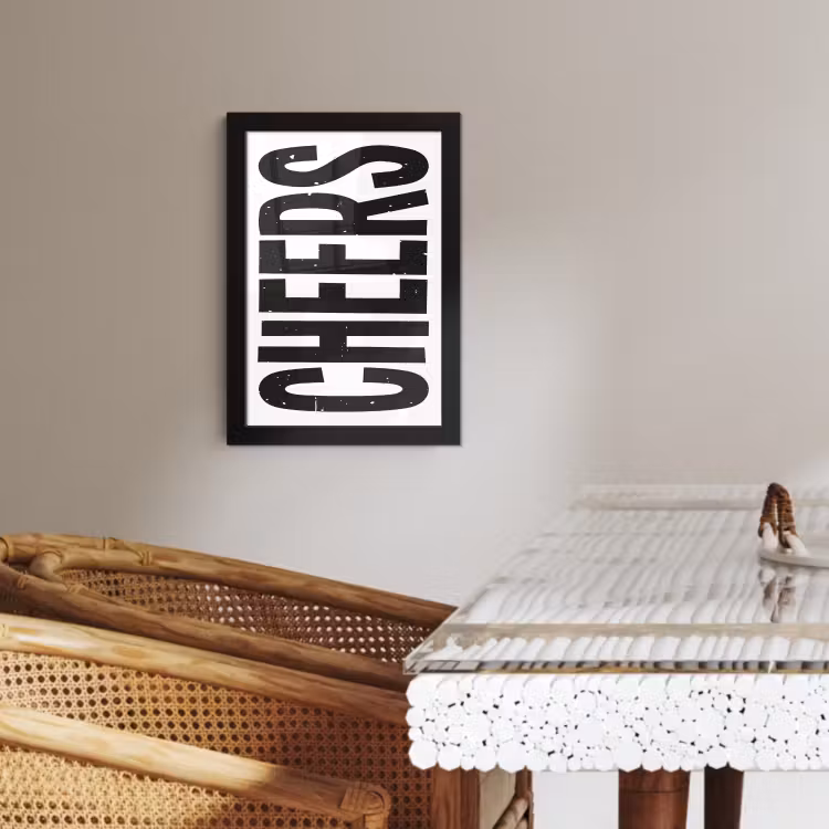 Poster met lijst - Retro - Cheers - Zwart - Decoratie — 2