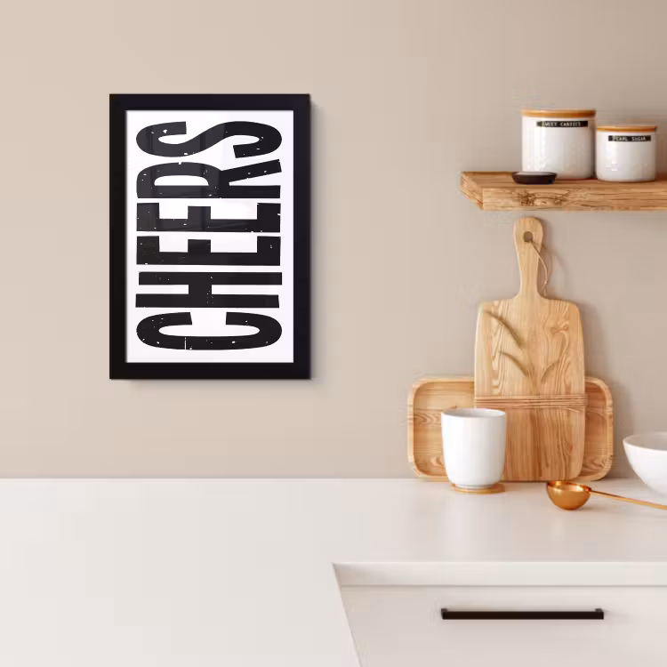 Poster met lijst - Retro - Cheers - Zwart - Decoratie — 3