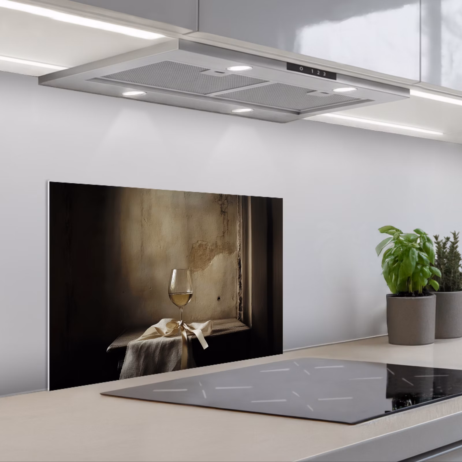 Spatscherm keuken - Strik - Beige - Witte - Wijn — 1