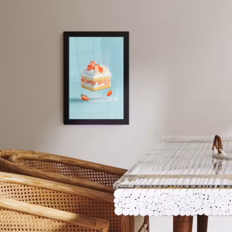 Poster met lijst - Slagroom - Taart - Blauw - Eten — 4