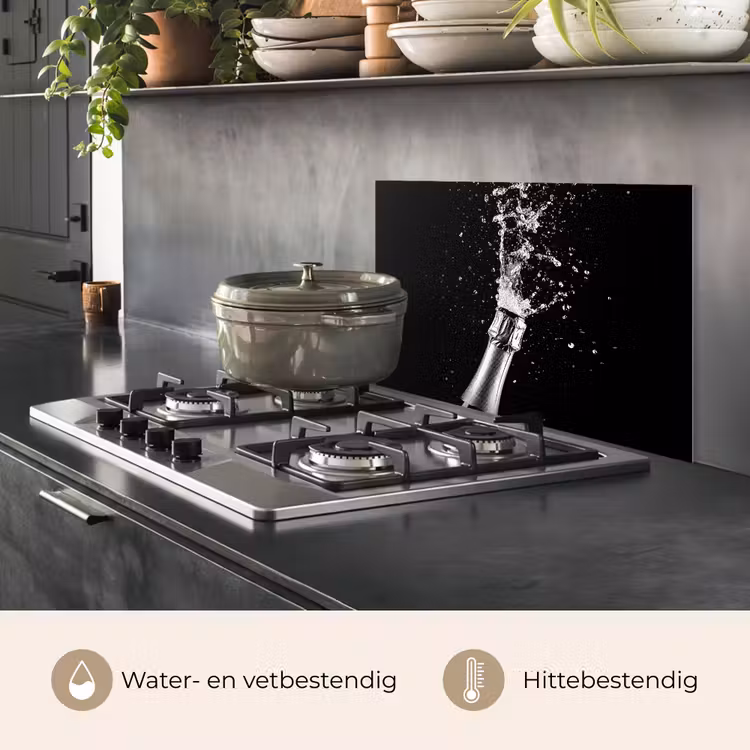 Spatscherm keuken - Champagne - Zwart - Spetters - Popping — 2