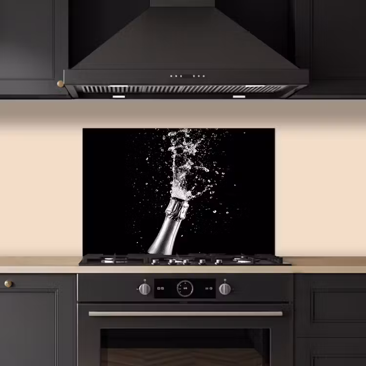 Spatscherm keuken - Champagne - Zwart - Spetters - Popping — 5