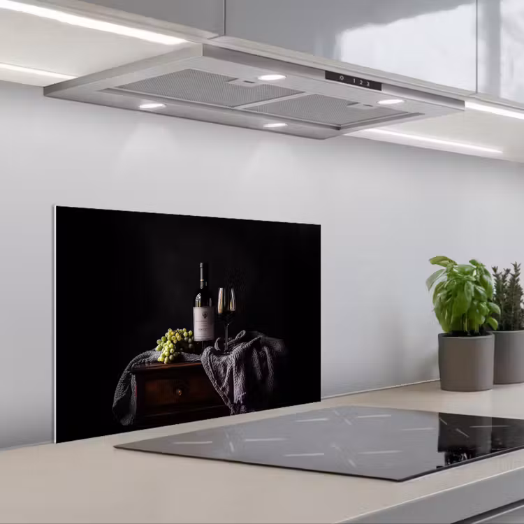 Spatscherm keuken - Druiven - Wijn - Rood - Tafel — 1