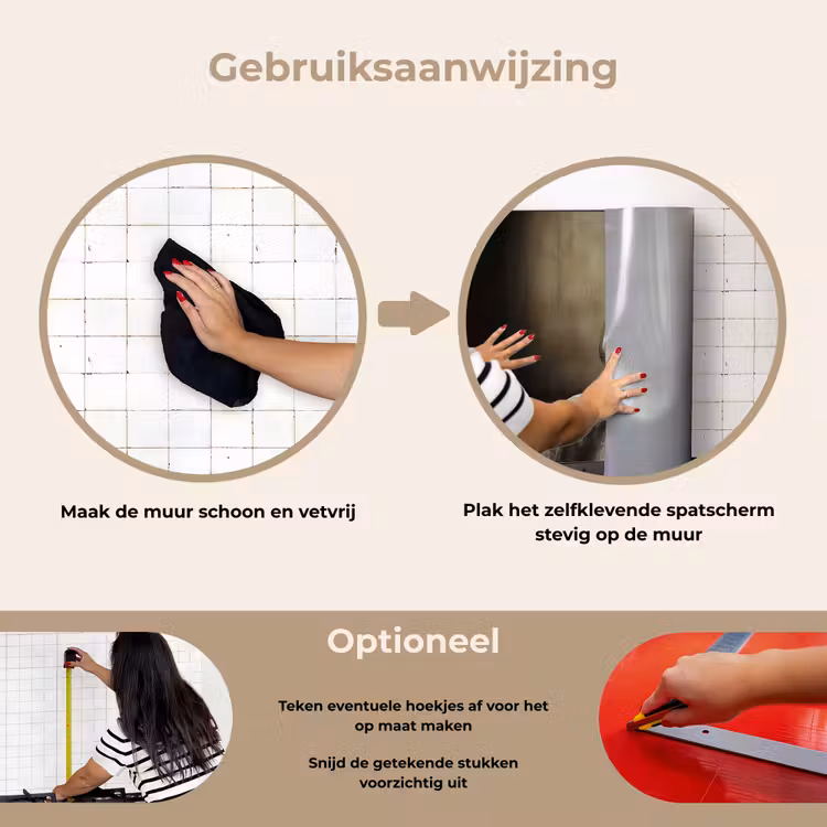 Spatscherm keuken - Strik - Beige - Witte - Wijn — 6