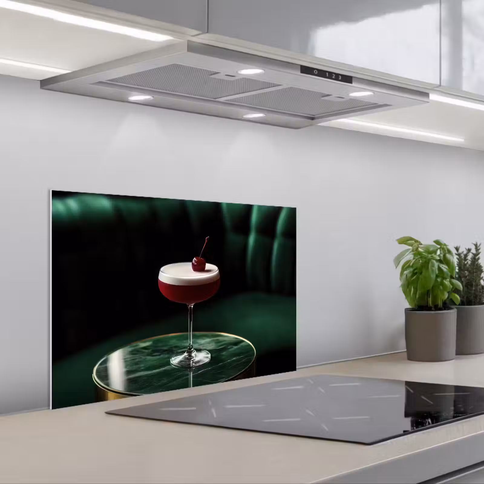 Spatscherm keuken - Kers - Cocktail - Rood - Marmer — 1