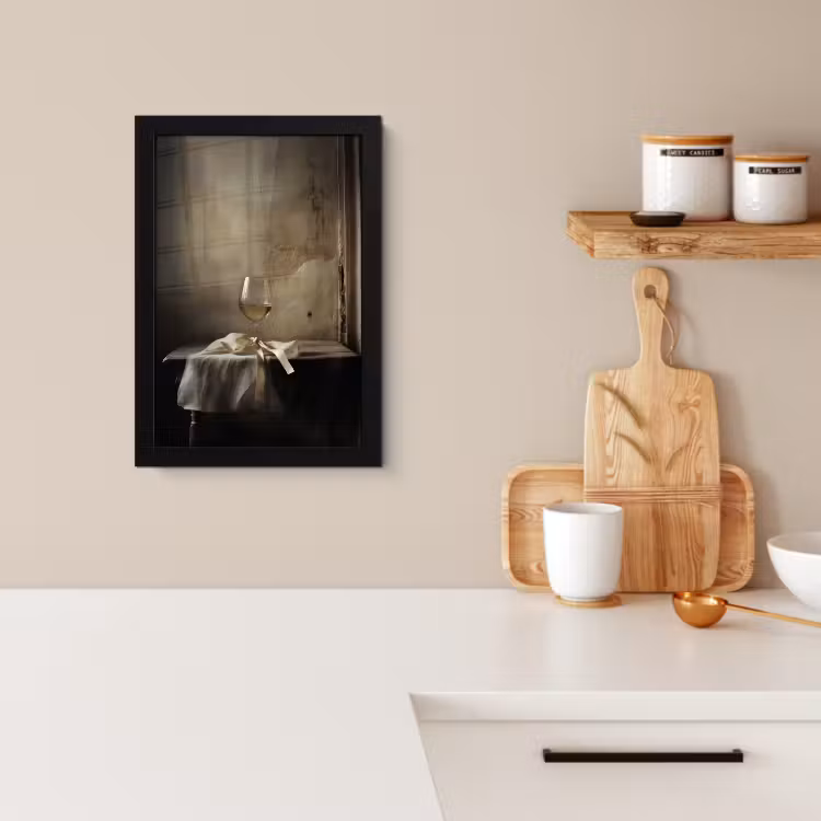 Poster met lijst - Strik - Beige - Witte - Wijn — 2