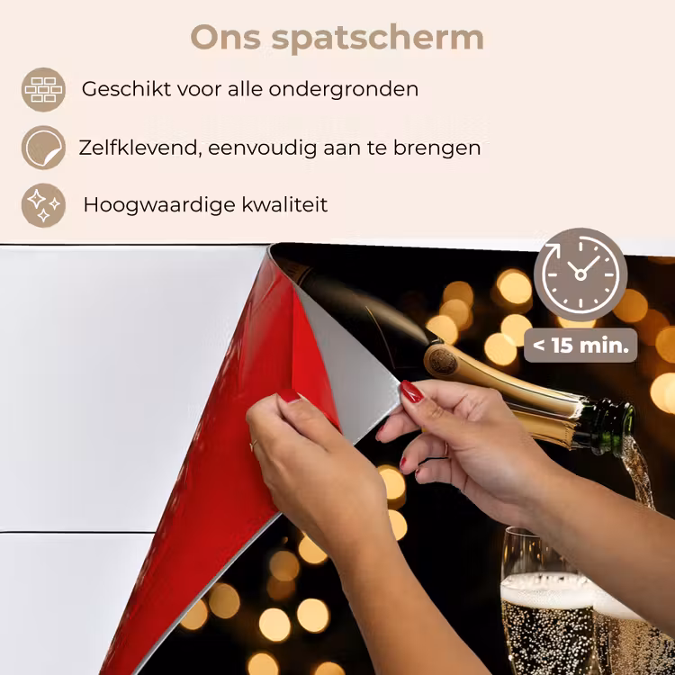 Spatscherm keuken - Lichtjes - Champagne - Dienblad - Glazen — 4