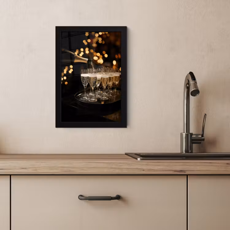 Poster met lijst - Lichtjes - Champagne - Dienblad - Glazen — 3