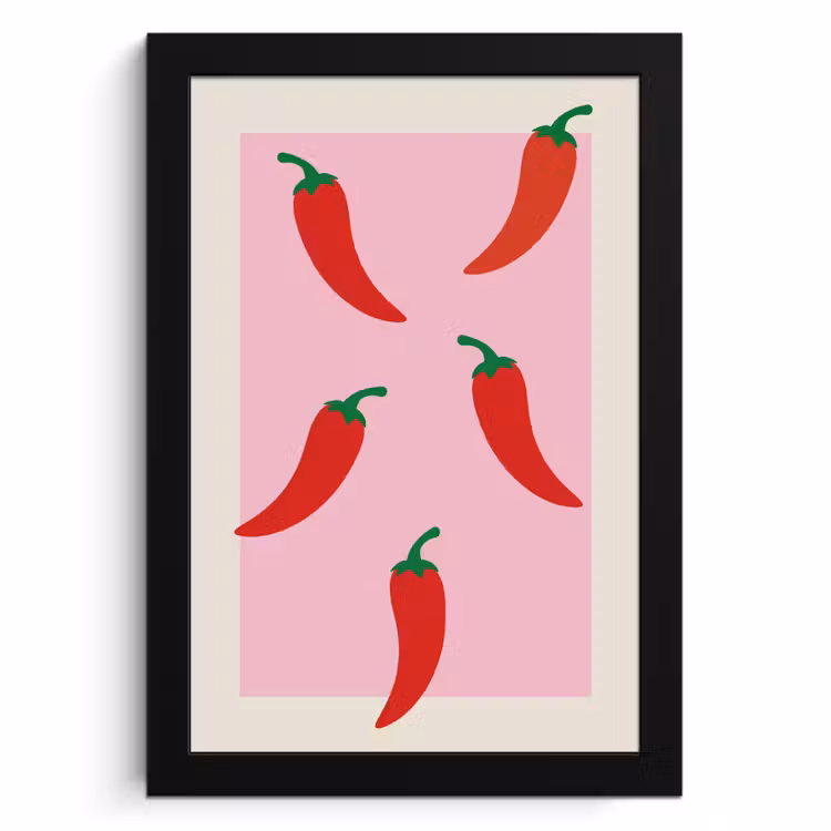 Poster met lijst - Pepers - Rood - Illustratie — 1