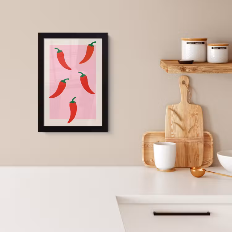 Poster met lijst - Pepers - Rood - Illustratie — 2