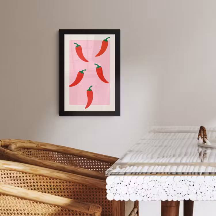 Poster met lijst - Pepers - Rood - Illustratie — 3