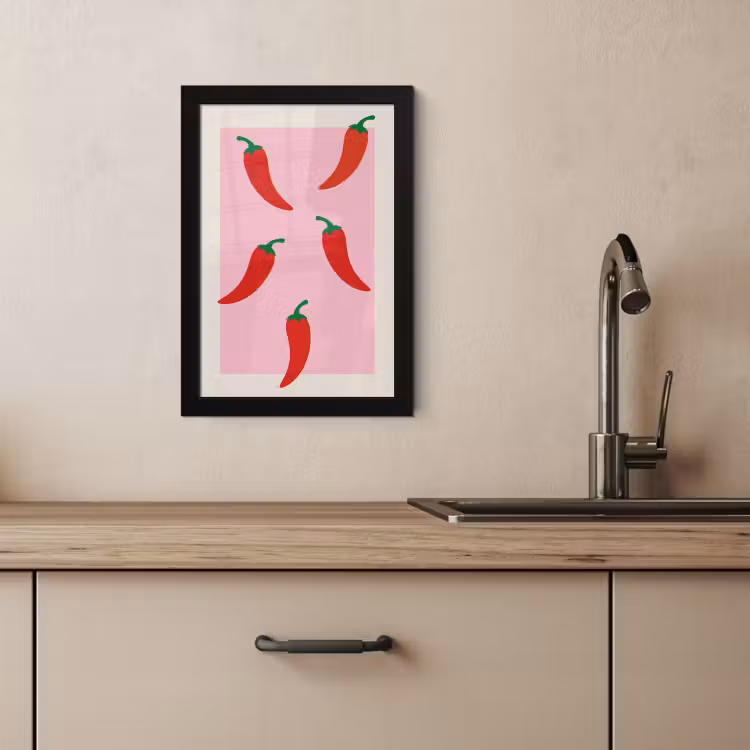 Poster met lijst - Pepers - Rood - Illustratie — 4