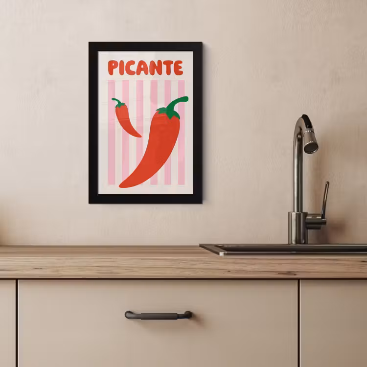 Poster met lijst - Pittig - Pepers - Rood — 2