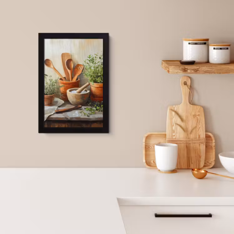 Poster met lijst - Potten - Kruiden - Hout — 2