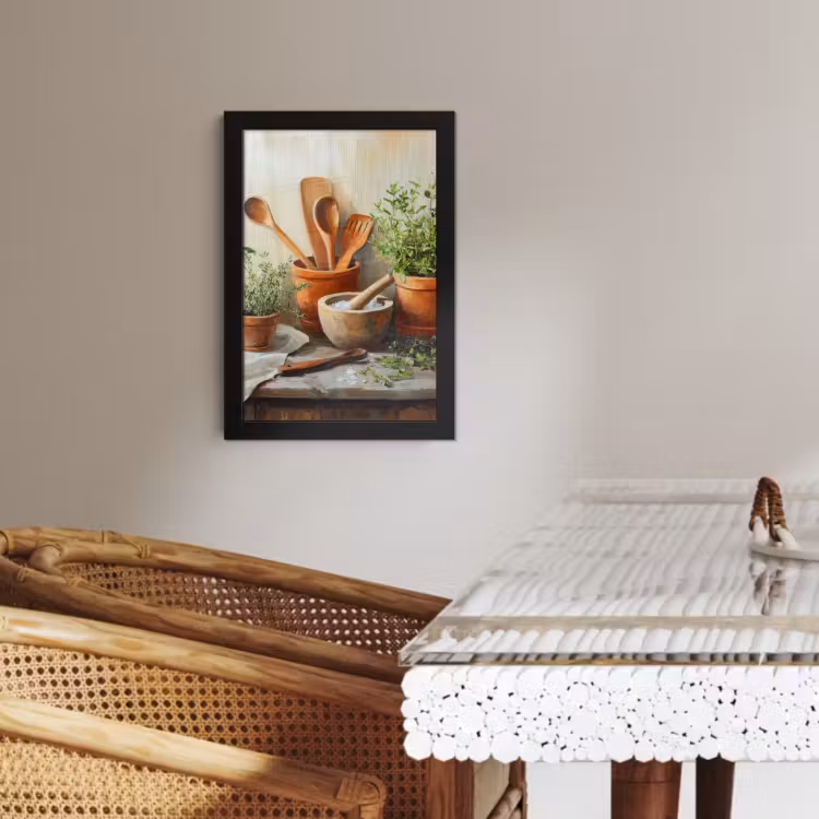 Poster met lijst - Potten - Kruiden - Hout — 4