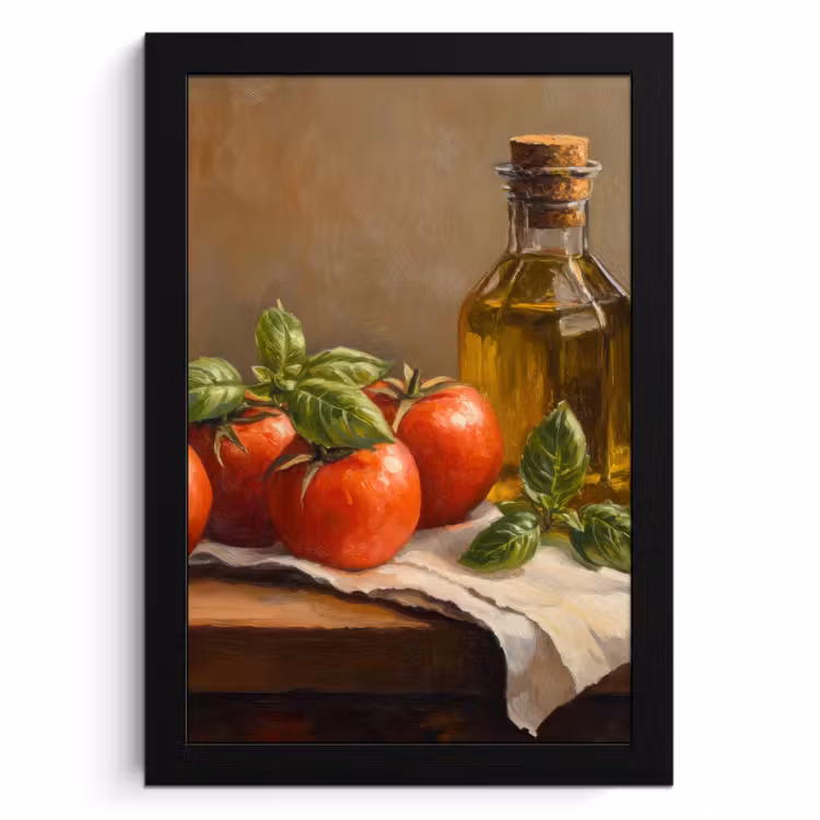 Poster met lijst - Tomaten - Olijfolie - Stilleven — 1