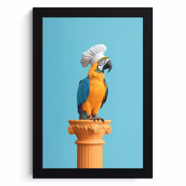 Poster met lijst - Papegaai - Koksmuts - Grappig - Vogel — 1