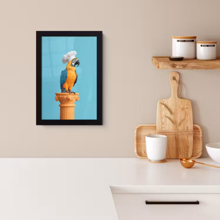 Poster met lijst - Papegaai - Koksmuts - Grappig - Vogel — 2
