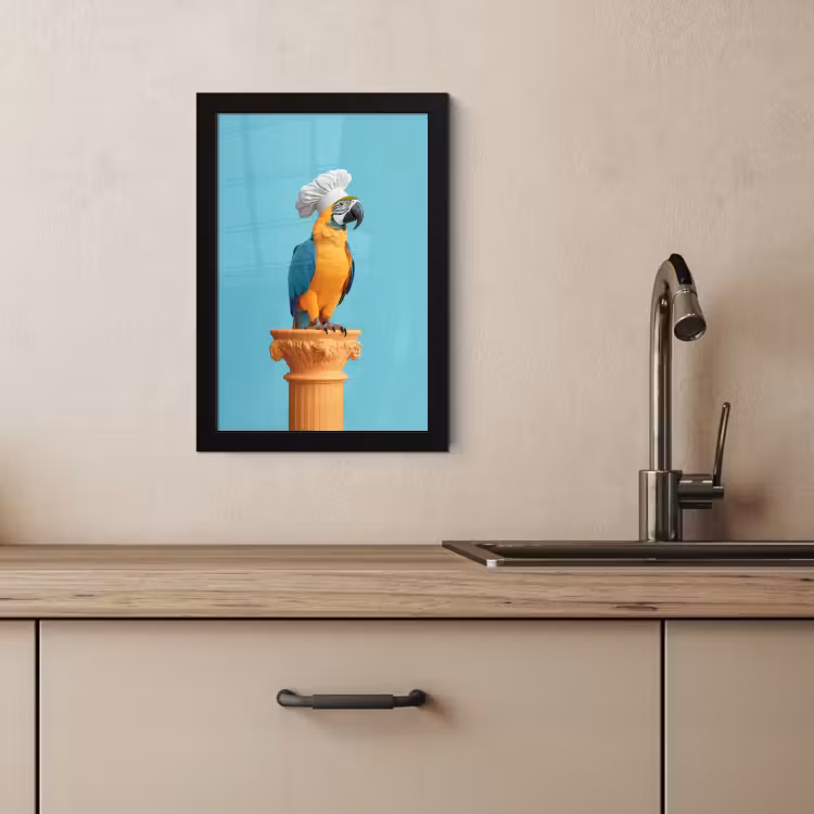 Poster met lijst - Papegaai - Koksmuts - Grappig - Vogel — 3