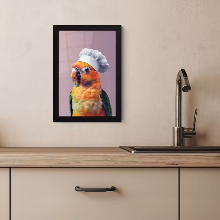 Poster met lijst - Papegaai - Koksmuts - Nieuwsgierig - Vogel — 2