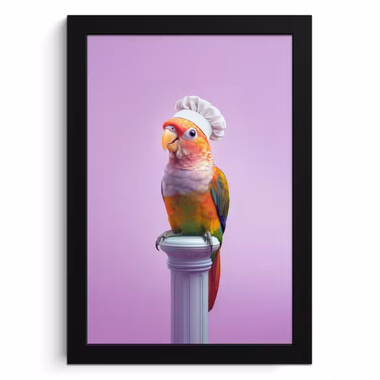 Poster met lijst - Papegaai - Koksmuts - Pilaar - Vogel — 1