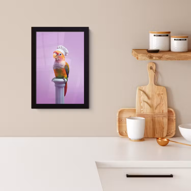 Poster met lijst - Papegaai - Koksmuts - Pilaar - Vogel — 2