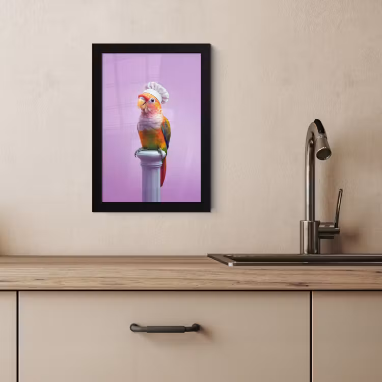 Poster met lijst - Papegaai - Koksmuts - Pilaar - Vogel — 4