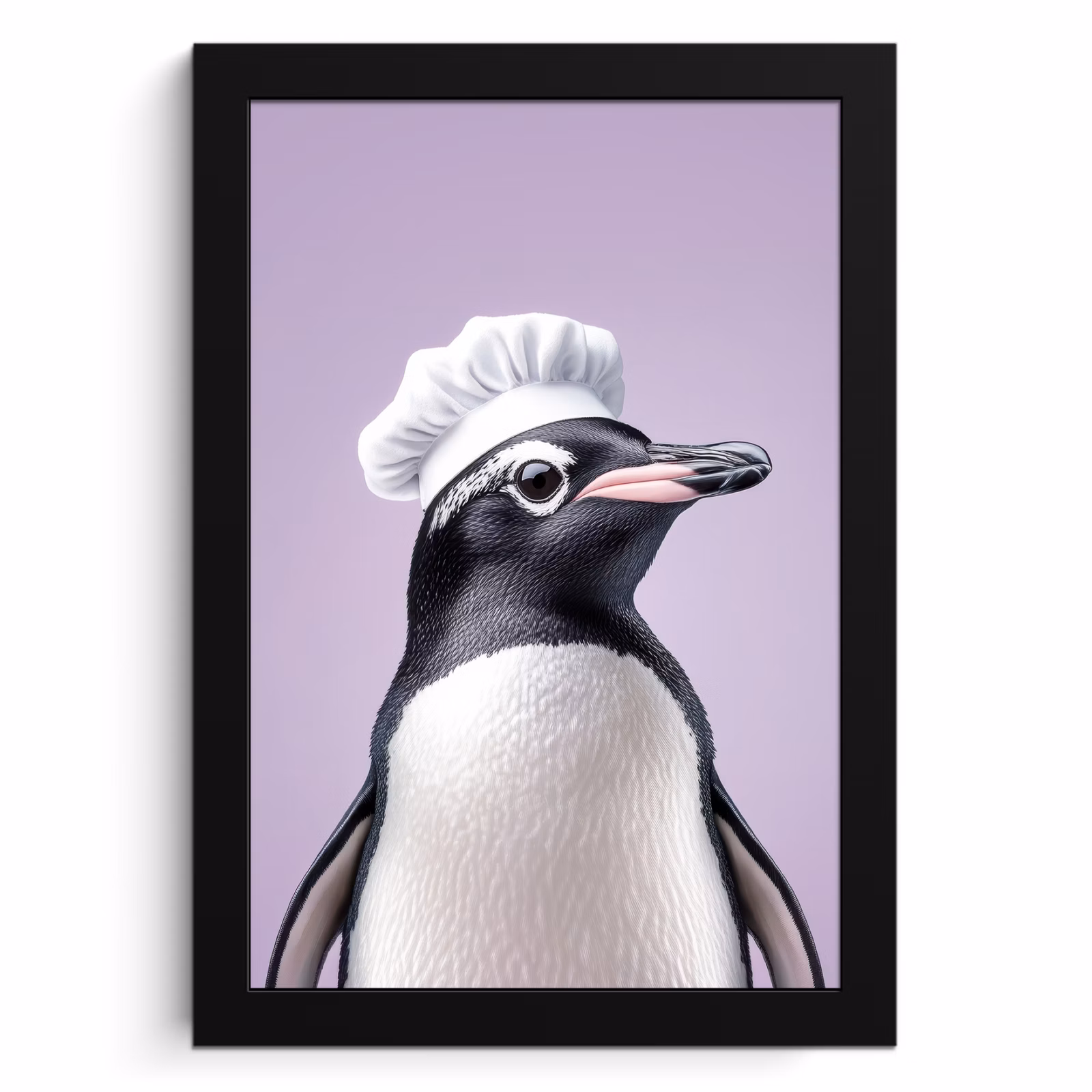 Poster met lijst - Pinguïn - Koksmuts - Lief - Paars — 1