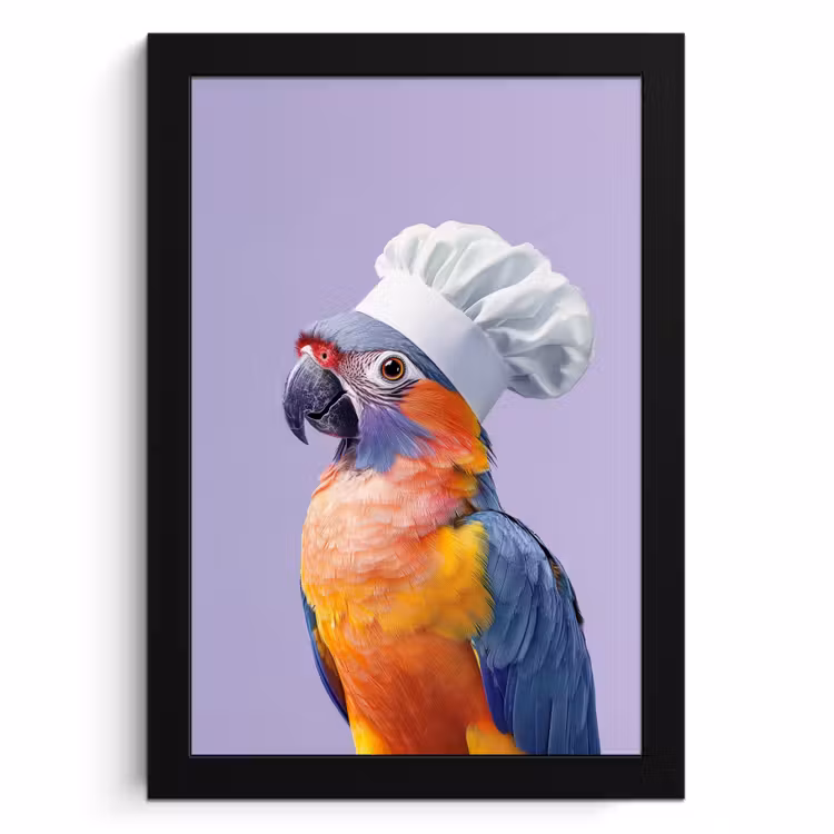 Poster met lijst - Papegaai - Koksmuts - Paars - Cute — 1