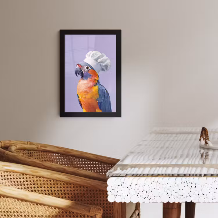 Poster met lijst - Papegaai - Koksmuts - Paars - Cute — 2