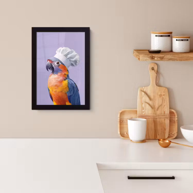 Poster met lijst - Papegaai - Koksmuts - Paars - Cute — 3