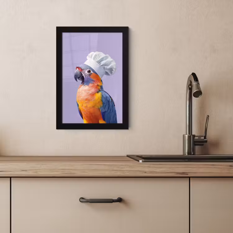 Poster met lijst - Papegaai - Koksmuts - Paars - Cute — 4