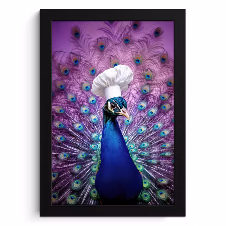 Poster met lijst - Pauw - Koksmuts - Cool - Paars — 1