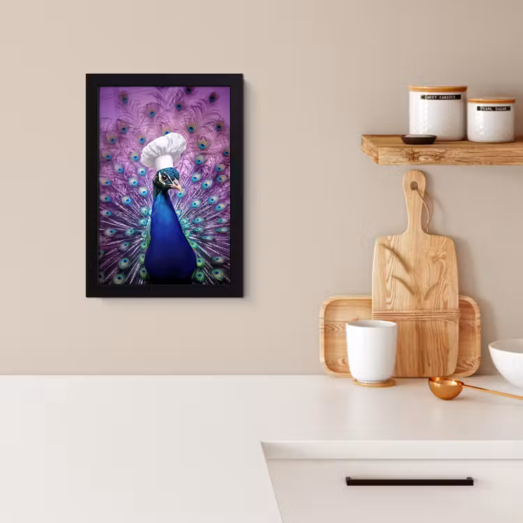 Poster met lijst - Pauw - Koksmuts - Cool - Paars — 2