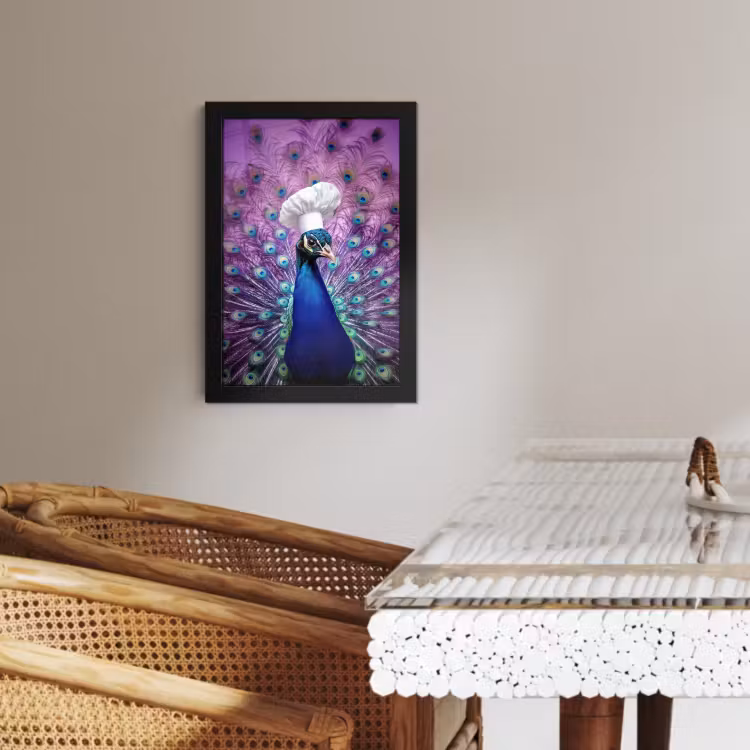 Poster met lijst - Pauw - Koksmuts - Cool - Paars — 3