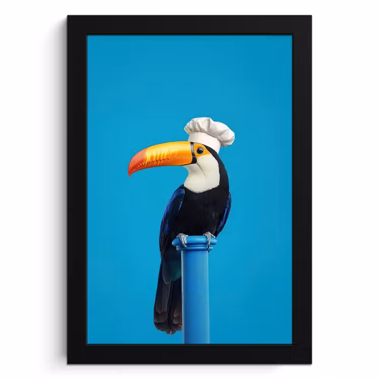 Poster met lijst - Tucan - Sokkel - Vogel - Koksmuts — 1
