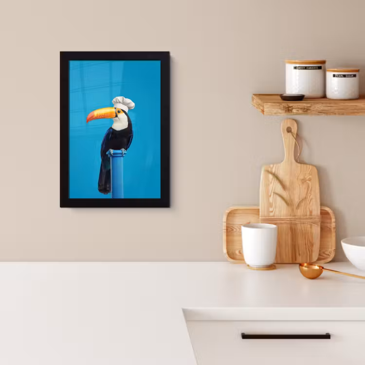 Poster met lijst - Tucan - Sokkel - Vogel - Koksmuts — 2