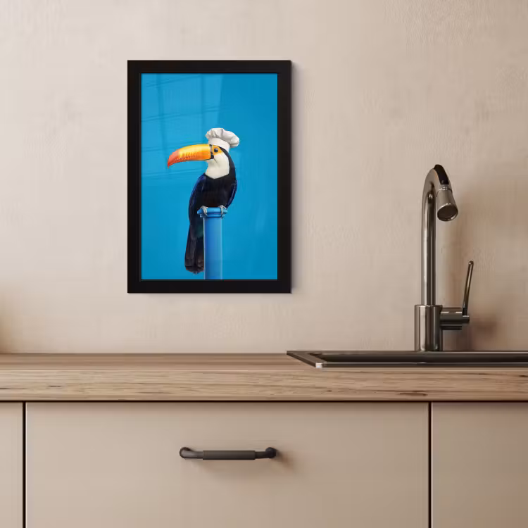 Poster met lijst - Tucan - Sokkel - Vogel - Koksmuts — 3