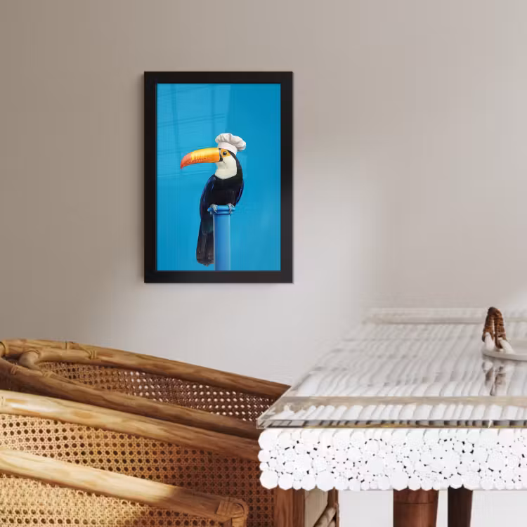 Poster met lijst - Tucan - Sokkel - Vogel - Koksmuts — 4