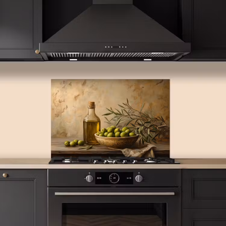 Spatscherm keuken - Olijven - Stilleven - Vintage — 5
