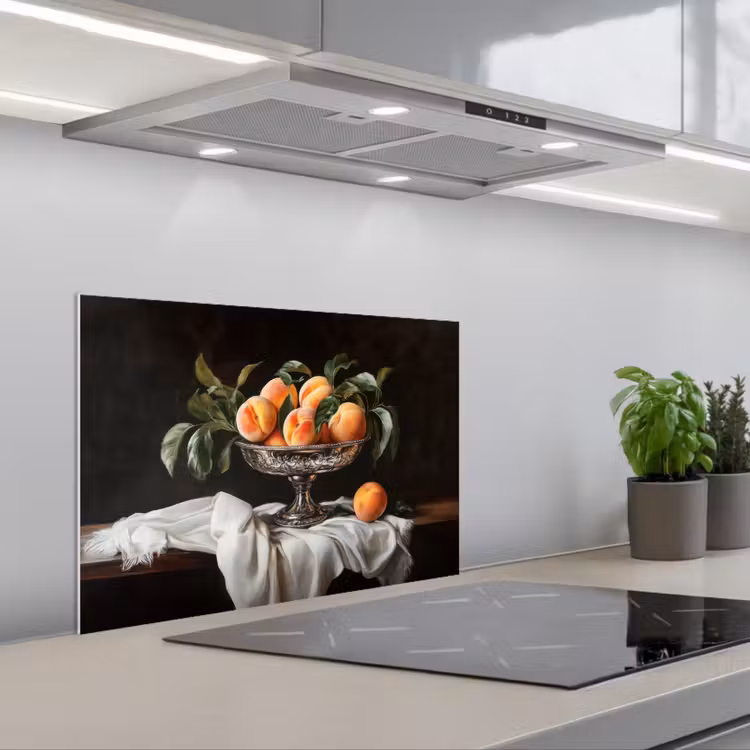 Spatscherm keuken - Stilleven - Perziken - Vintage — 1