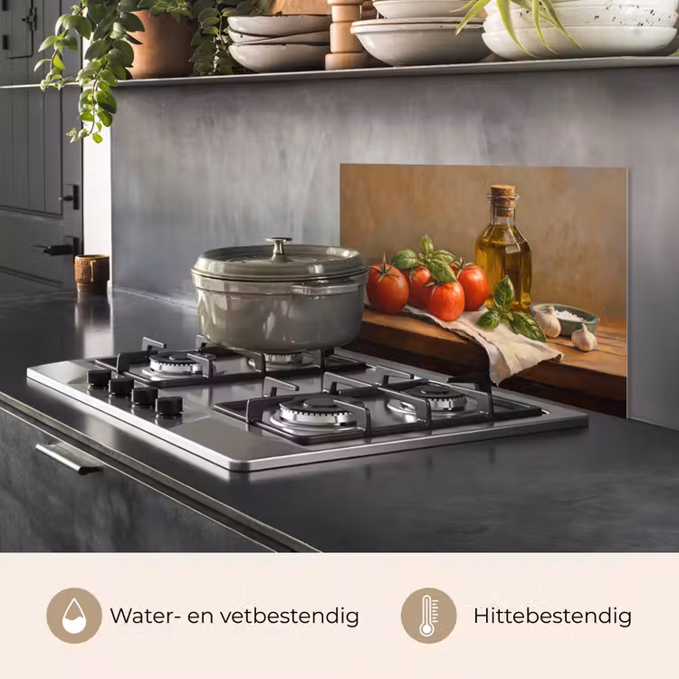 Spatscherm keuken - Tomaten - Olijfolie - Stilleven — 2