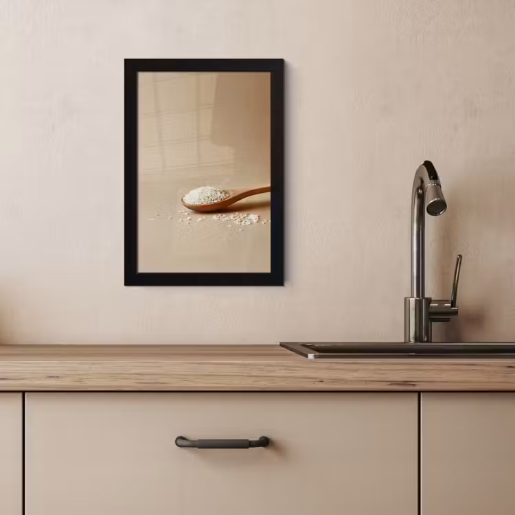 Poster met lijst - Lepel - Rijst - Hout - Beige — 2