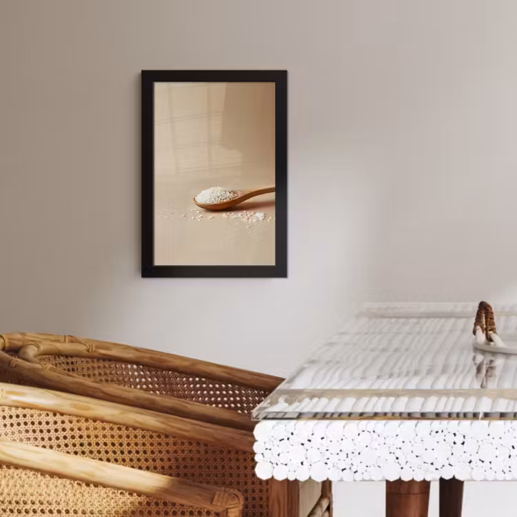 Poster met lijst - Lepel - Rijst - Hout - Beige — 3